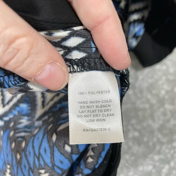 Monteau Blue & Black Aztec Print Lightweight Cardigan - Size Medium - Kimono Top - Picture 5 of 6